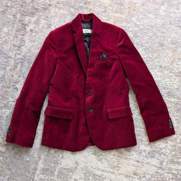 Boys H&M holiday red velvet blazer - Picture 1 of 4